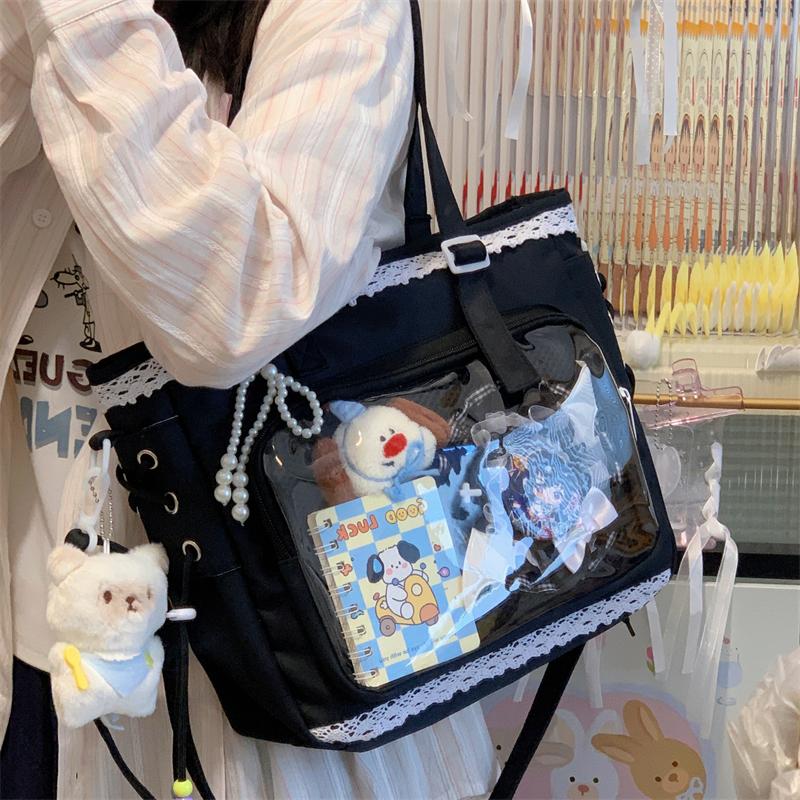 Nuova Borsa Ita Ulzzang Ragazza Dolce Uniforme Jk Stile Preppy Monospalla Borsa a Tracolla Badge Fai da Te Mostra Fumetti Borsa da Donna