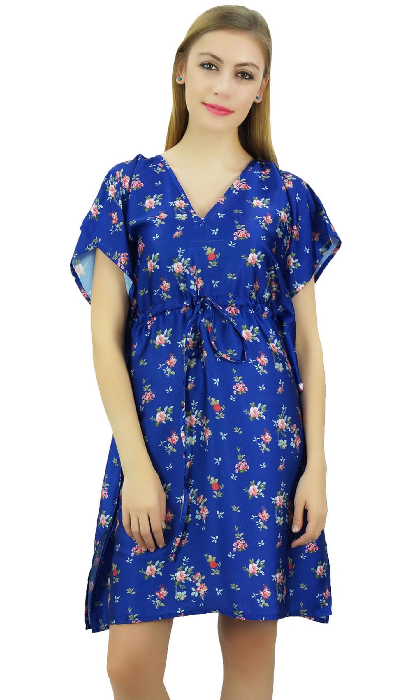 

Bimba Womens Floral Black Satin Kimono Bridesmaid Drawstring Cover Up 8 королівський синій колір