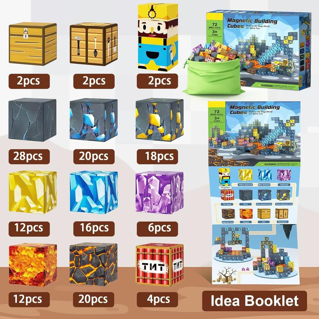 Magnetische Bausteine Mine World Magnetwürfel Wald Set für Junge Mädchen Kind Alter 3+ DIY Modell Kinder STEM Sensorisches Spielzeug Geschenk