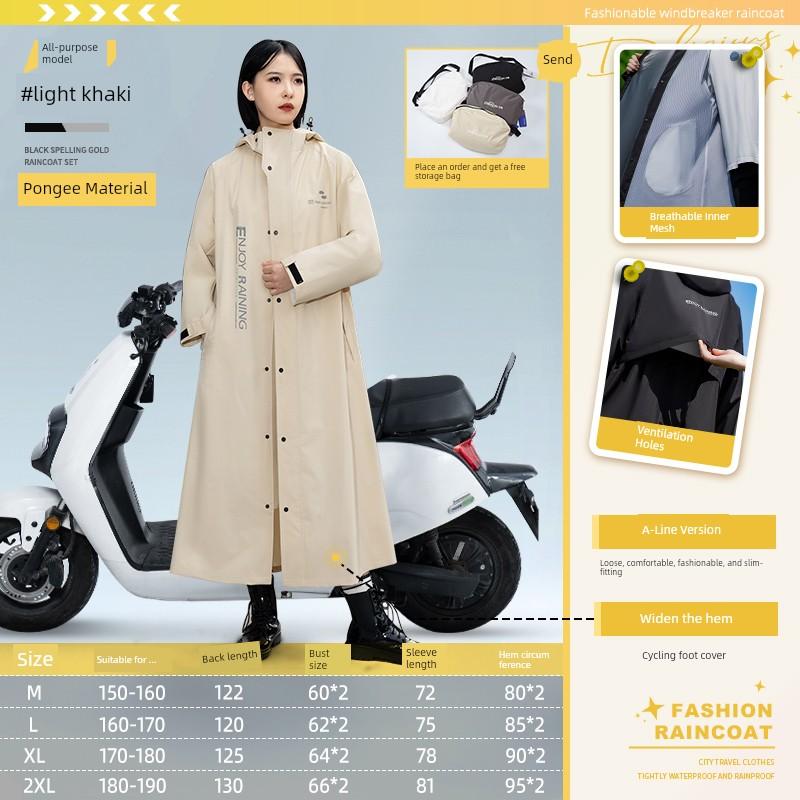 Windbreaker-Style Raincoat for Women, Long Full-Body Rain Protection Against Heavy Rain, Suitable for Electric Scooter Riders, Adult One-Piece Riding