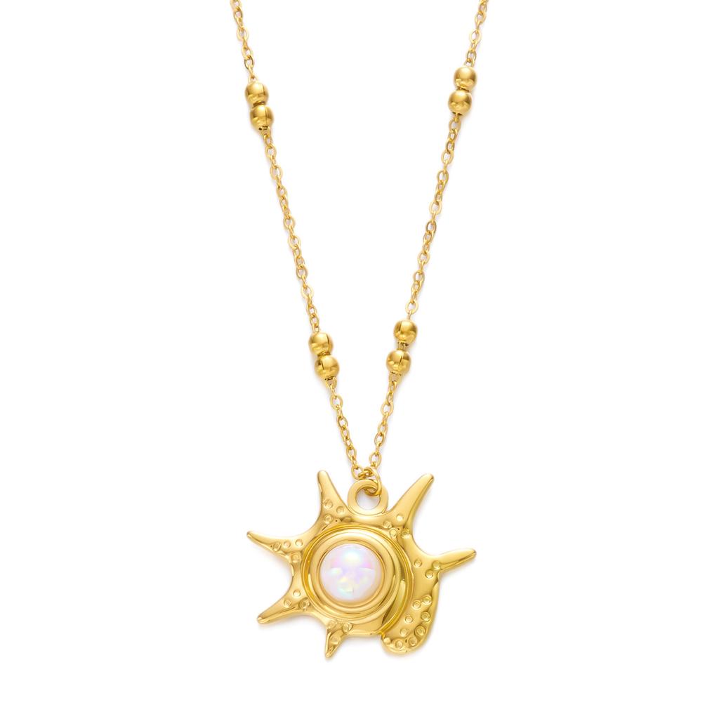 European and American cross non-fading starfish dolphin pendant necklace female niche design titanium steel jewelry 18K gold collarbone chain