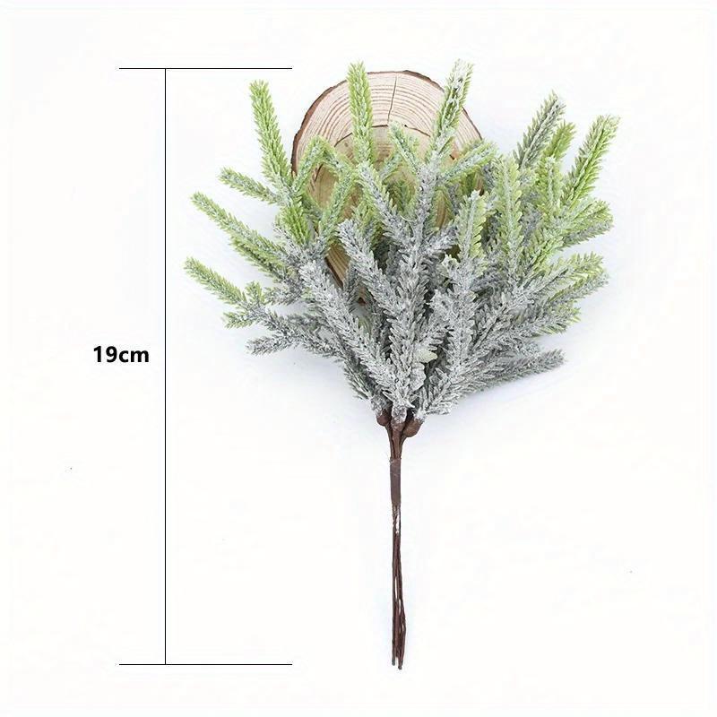 12 Pcs/2 Bundles Artificial Plants Fake Pine Vases Christmas Decorations for Home Wedding DIY Gifts Box Wreath Scrapbooking Plastic Flowers