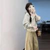 Women's Chic Imitation Cotton Blend Striped Hooded Sweatshirt Cardigan - Korean Style Autumn/Winter 2026.