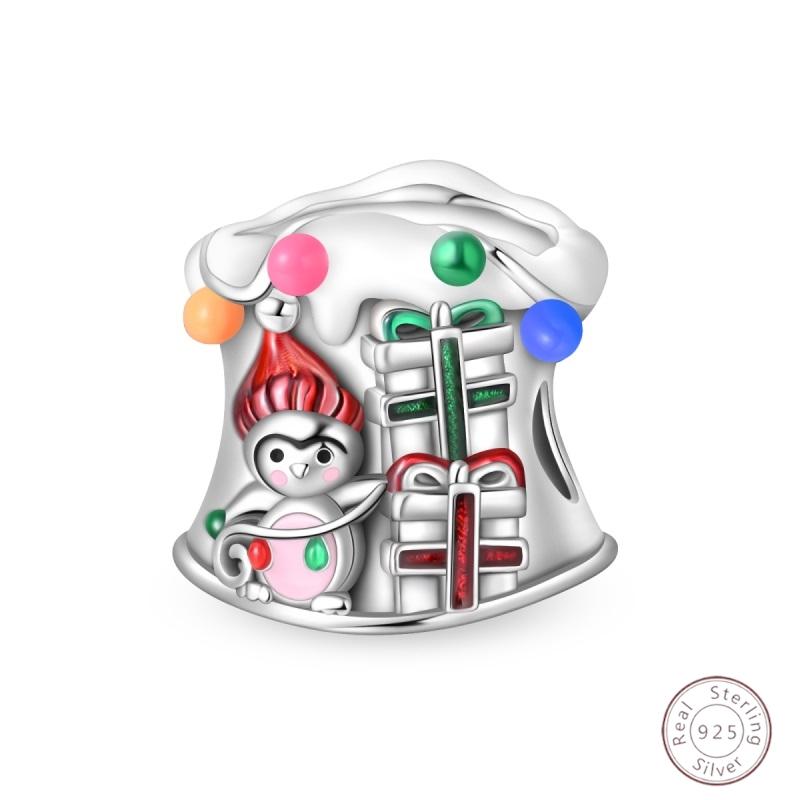 Christmas Charm Bead Pendant Copper Christmas Elk Santa Snowman Claus Charm Fit Original Bracelet Women Diy Jewelry