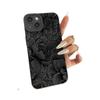 Matte Black Line Flower Sketch Protective Case for Apple 11/15 Pro Max/13