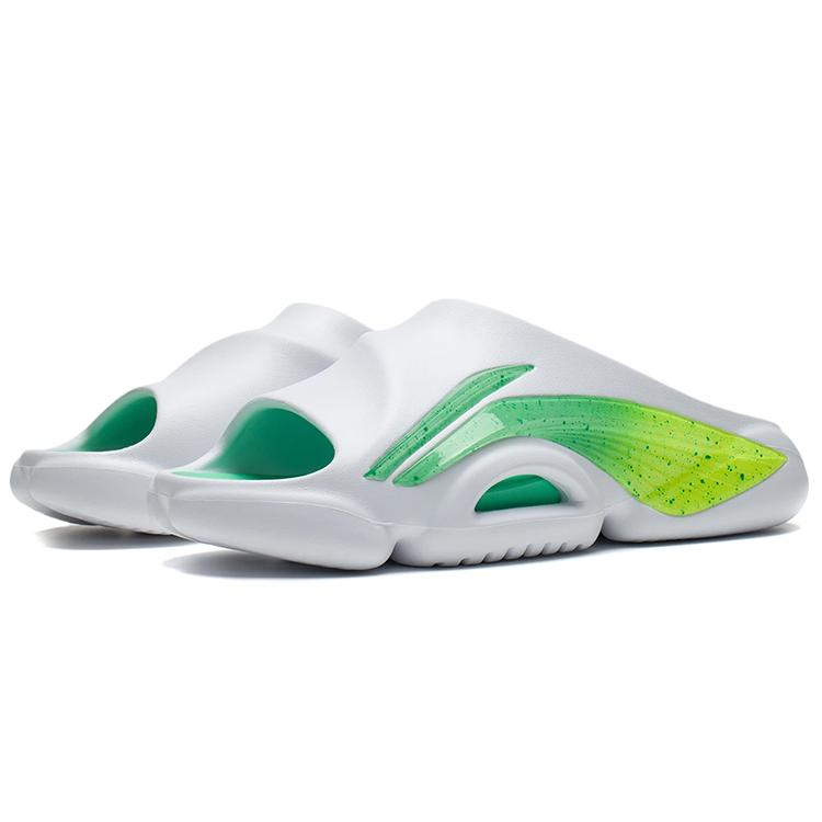 Li Ning Speed 8 Quiet Slip Resistant Abrasion Resistant Slide Slippers Men's White Green ABTS009-14