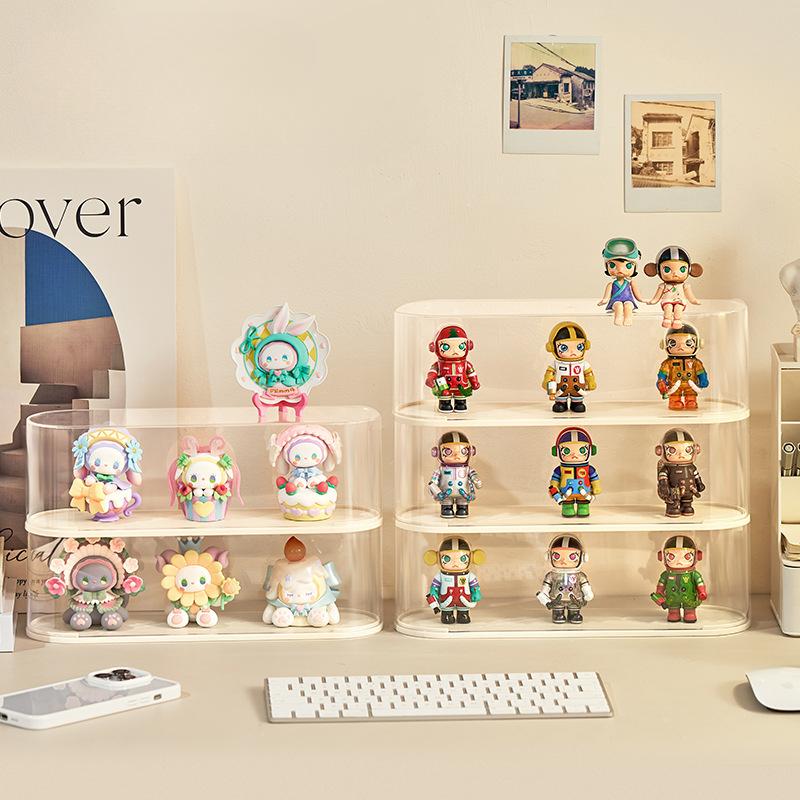 Blind Box Storage Display Rack Handmade Display Box Lego Doll Dustproof Transparent Acrylic Box Covered, Stackable Cartoon