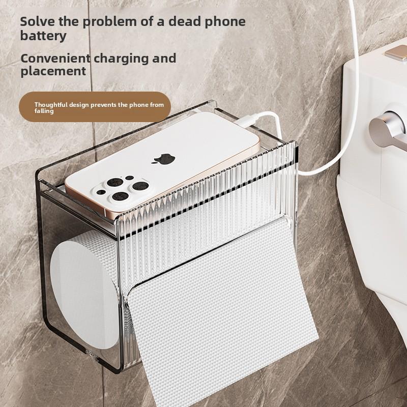 Storage Box, Wall-mounted Toilet Paper Box, Bathroom Tissue Box, Transparent Toilet Paper Box, Toilet Paper Box