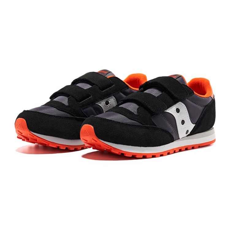 Saucony Jazz Double HL Fabric Comfortable Durable Low Top Kids Running Shoes Kids running shoes Black Gray Orange SK265142