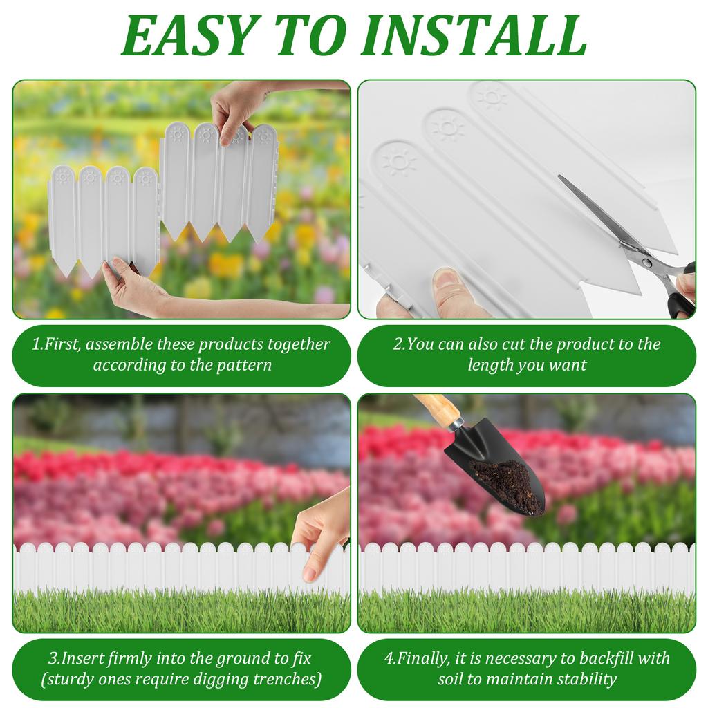 2m Garden Lawn Ground Edging Fence Outdoor Grass Border Fencing Plastic Yard Landscape Pathway DIY Decorative