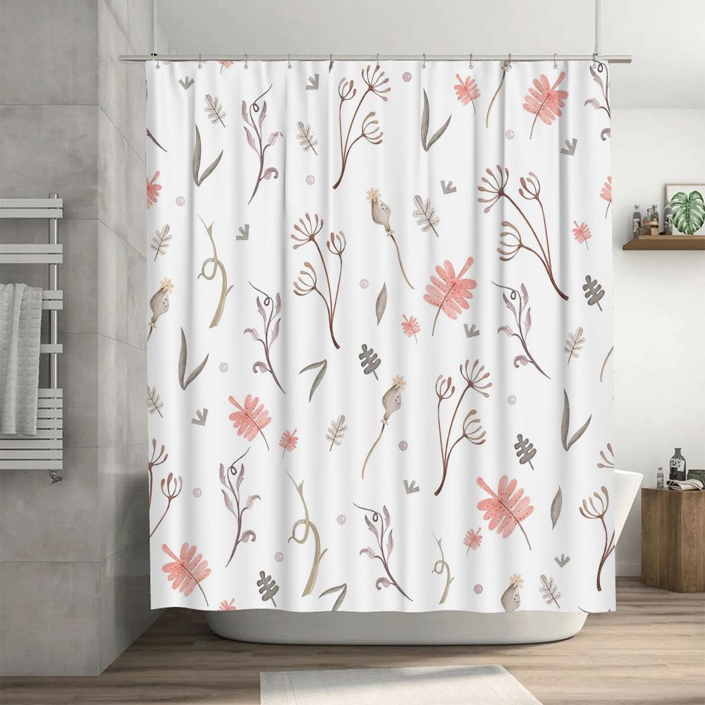 Vintage Floral Bath Curtain Waterproof Shower Room Decoration for Bathroom Accessories
