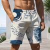 Men s Plus Size Abstract Printed Beach Shorts Drawstring Waist Side Pockets Straight Leg