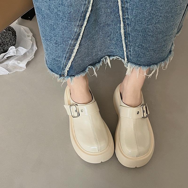 Casual Platform Slippers Sandals Summer New Fashion Round Head Lazy Bag Head Half Slippers