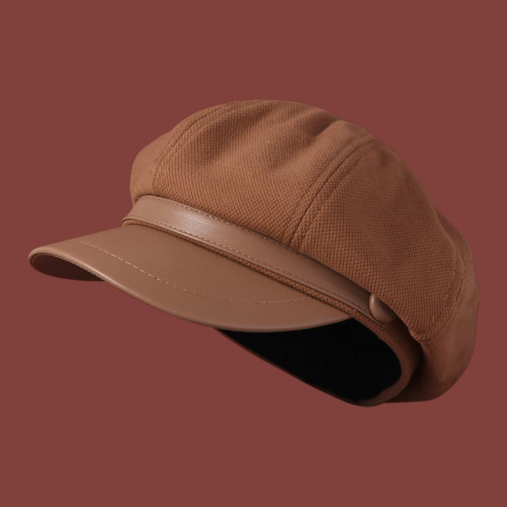 Elegant Retro Style Pu Leather Beret Autumn Winter Black Brown Women s Beret Casual Octagonal Cap Painter Hat Girl