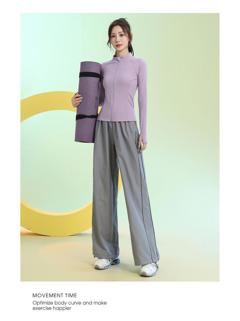 Damen Slim-Fit Atmungsaktiver Badmintonanzug - Herbst/Winter Schnelltrocknendes Sportbekleidungsset mit Reißverschluss und langen Ärmeln