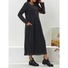 IHUASU Fashion Autumn Winter Solid Color Print O-Neck Long Sleeve Casual Dresses
