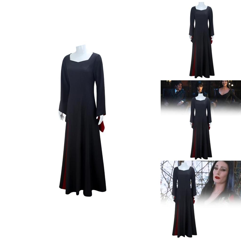 Wednesday Addams Cosplay Costume For Halloween Stage Performance With Elastane For Adults