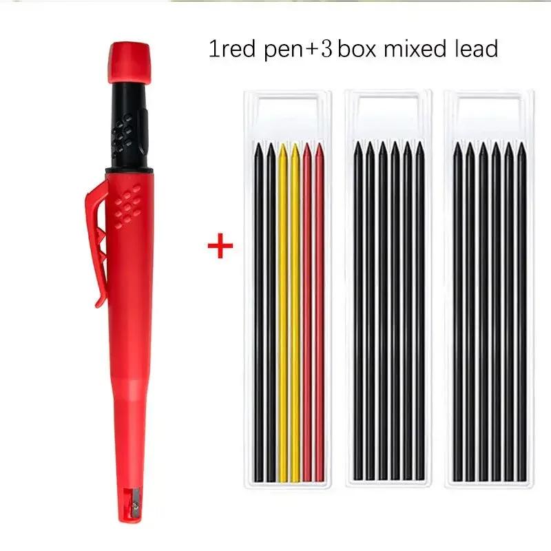 2-in-1 Solid Carpenter Pencils With Sharpener Carpenter 2.8mm Solid Mechanical Pencils Marking Tools Construction/carpenters