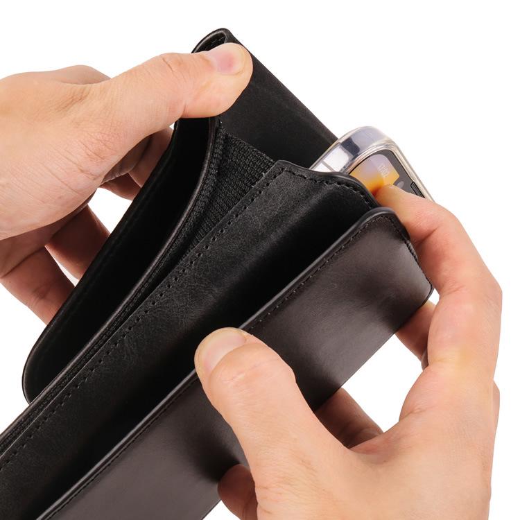 Vertical Smartphone Leather Waist Pack with Card Slots & Belt Buckle - Men's Trendy Multi-functional Crossbody for Elderly.