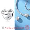 Authentic Charm Bead Charms Copper Love You Heart Pendant Bead Charms Compatible With Bracelets Bead Charms for Women Do It Yourself Jewellery Making