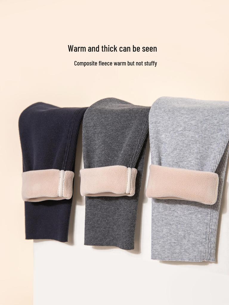 2025 Winter Tongbei Girls' Fleece-Lined Solid Leggings - Thick, Fashionable, and Warm