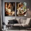 Vintage Read Elegant Girl Book Lovers Poster Women Portrait Oil Painting On Canvas Painting Wall Art Picture for Room Home Decor
