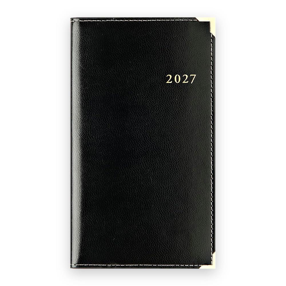 Planner Takahashi Shoten New Diary Alpha 2027 Weekly Left Monthly Horizontal Leather-Look Pen Holder - Black