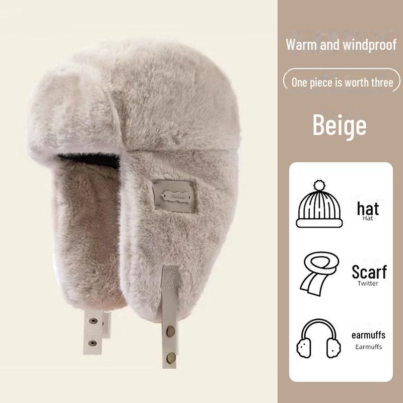 Women's Korean Velvet-Lined Windproof Winter Ear and Neck Protection for Riding