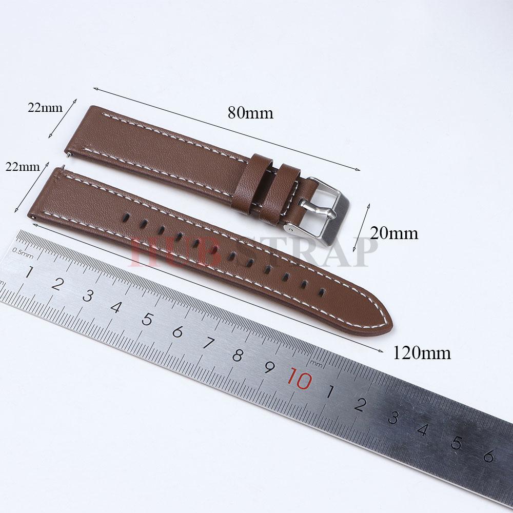22mm 20mm Watch Band Cowhide Watchband for Huawei GT3 for Samsung Strap for Men Steel Pin Buckle High Quality Wrist Bracelet