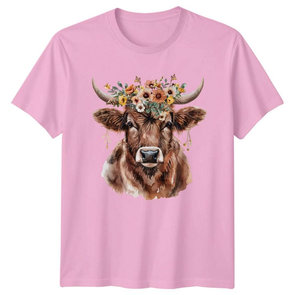 Boho Highland Cow Floral Unisexs TShirt Farmhouse Gift For Her