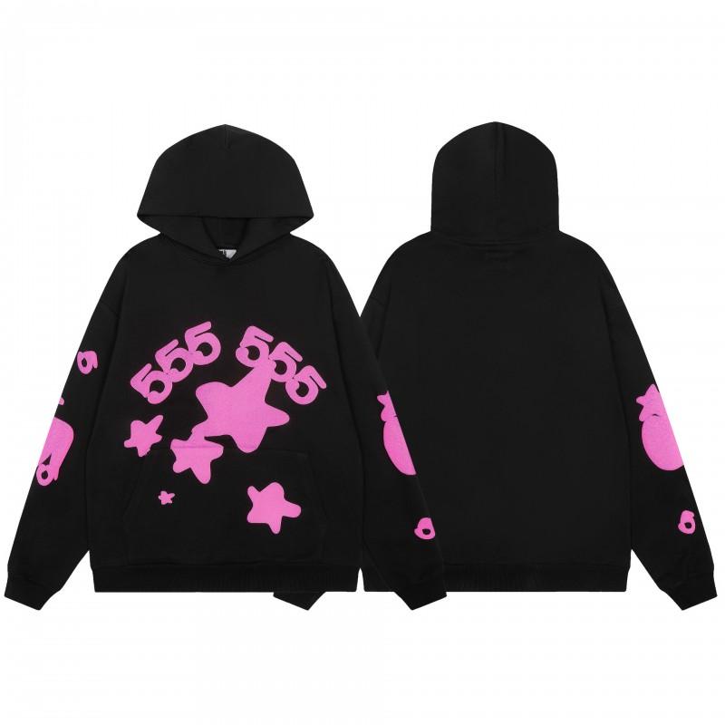 Young Thug Inspired Foam Letter 555555 Hoodie Couple Pink Sweatshirt
