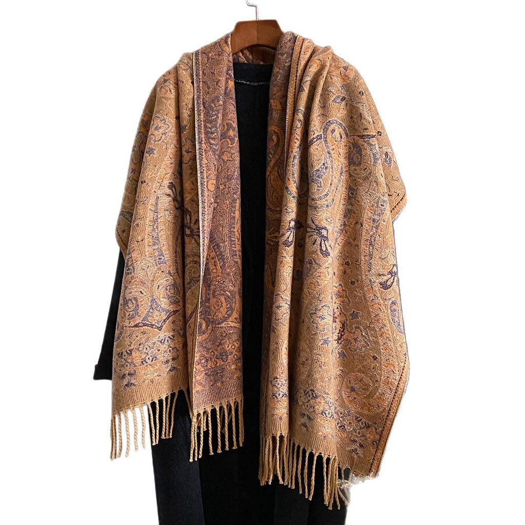 Autumn And Winter Ethnic Style Cashew Fringed Warm Popular Outer Shawl Long Scarf Female Versatile