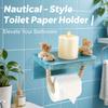 Sea/beach Toilet Paper Holder, Beach Bathroom Decoration and Accessories, Creative Wooden Toilet Paper Holder with Holder, Safety Angle,