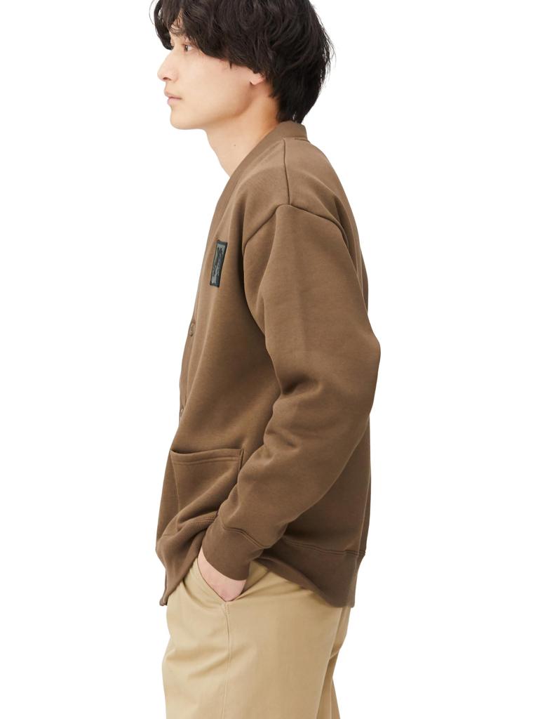 Sweat Cardigan with Military Emblem Dark F-Style U.S. Patch, Brown, F-SD021213 [Used]