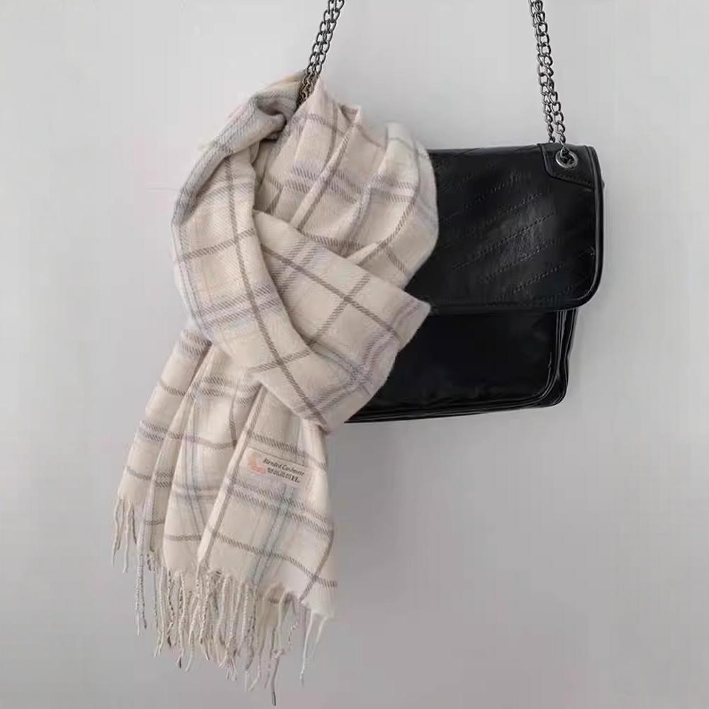 Scarf Women's winter high-end plaid shawl New autumn versatile fashion scarf Double-sided thickened trendy dual-use