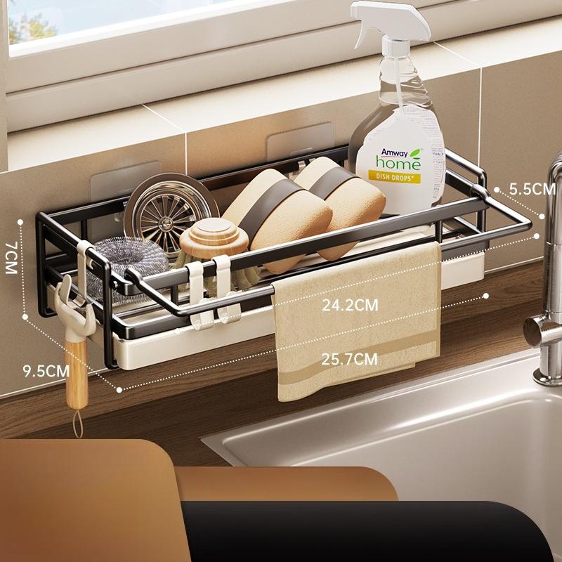 Kitchen Sink Rag Drain Rack Faucet Storage Rack Household Pool Wall Mounted Multi Function Seasoning Basket