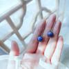 Blue Crystal Stone Silver Earrings for Women, Summer Niche Style, Ethnic Retro Simple Style Earrings, Ear Hooks
