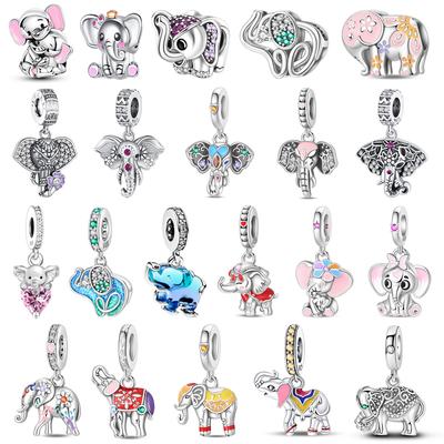 Kupfer Bunt & Funkelnd Elefant Anhänger Charm Passend Armband Schöne Schmuckaccessoires Geschenke