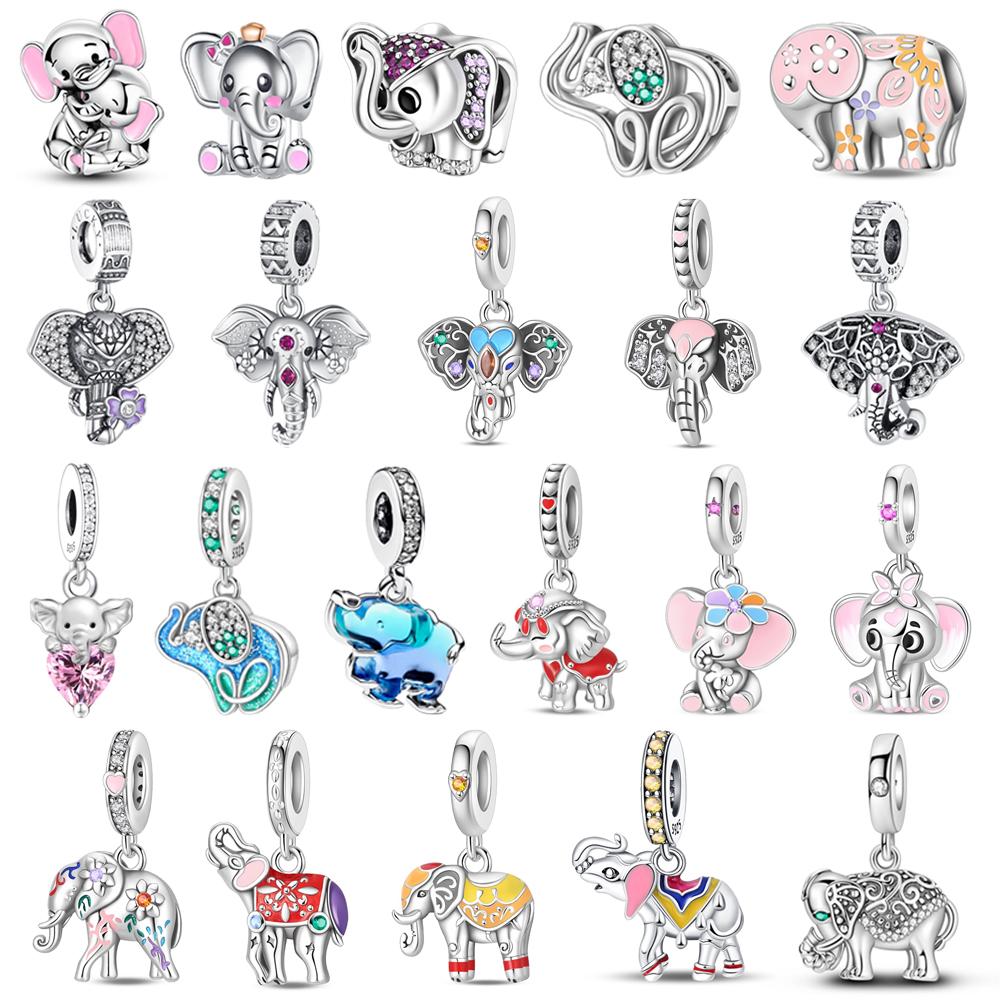 Kupfer Bunt & Funkelnd Elefant Anhänger Charm Passend Armband Schöne Schmuckaccessoires Geschenke
