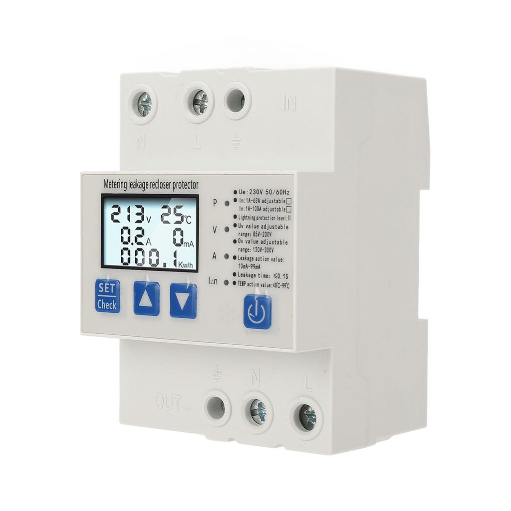 Automatischer Selbstwiederherstellender Überspannungsschutz für Stromversorgung Über-/Unterspannungsschutzgerät AC230V 1A‑63A