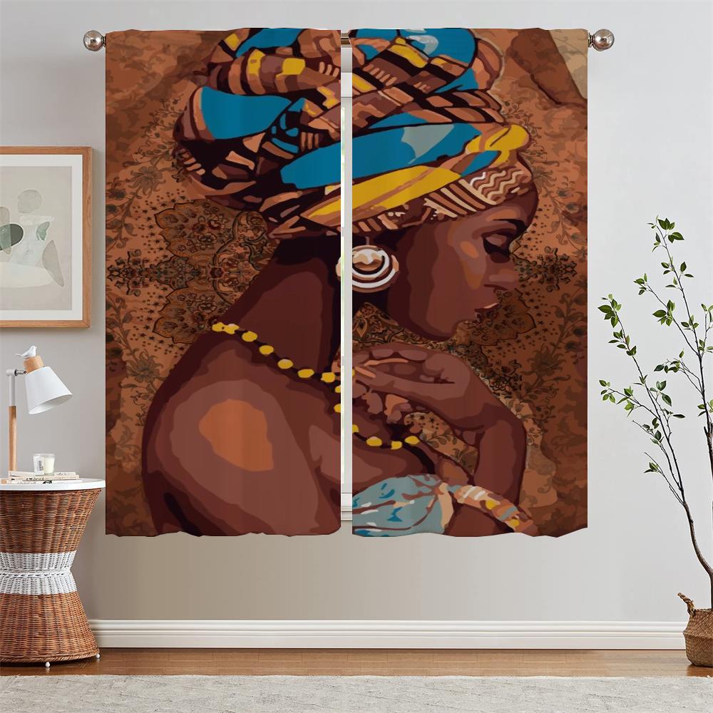 Afrikanische Frau Verdunkelungsvorhang Wohnzimmerdekoration Küchenvorhänge für Schlafzimmer Sonderanfertigungen Kostenlose Versandprodukte Jalousien