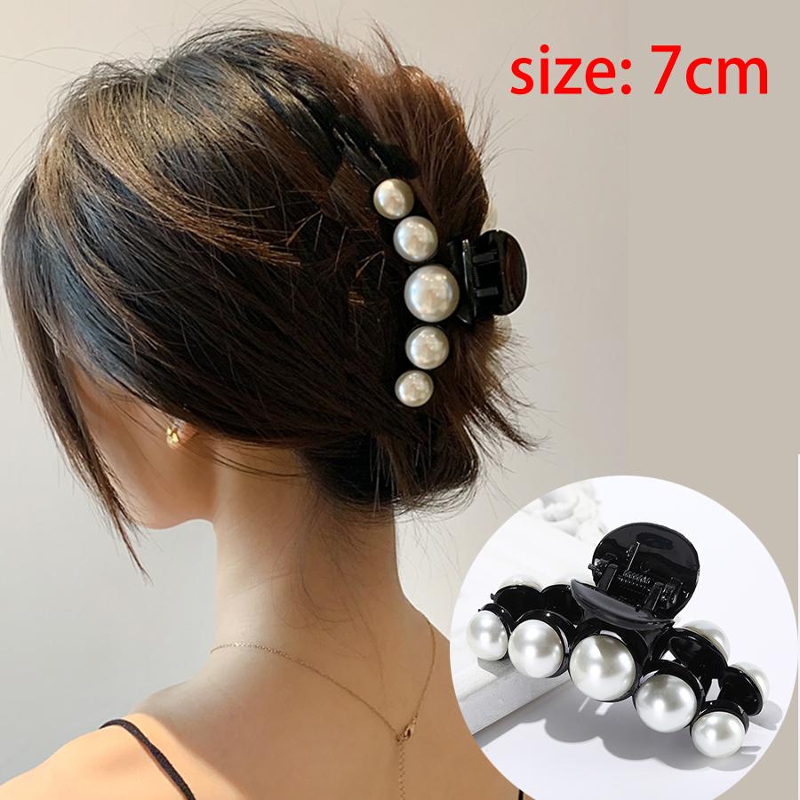 Korean Acrylic Hair Claws Pearl Claw Clips for Woman Large Size Barrette Crab  for Girl Shark Clip Fashion Hair Accessories