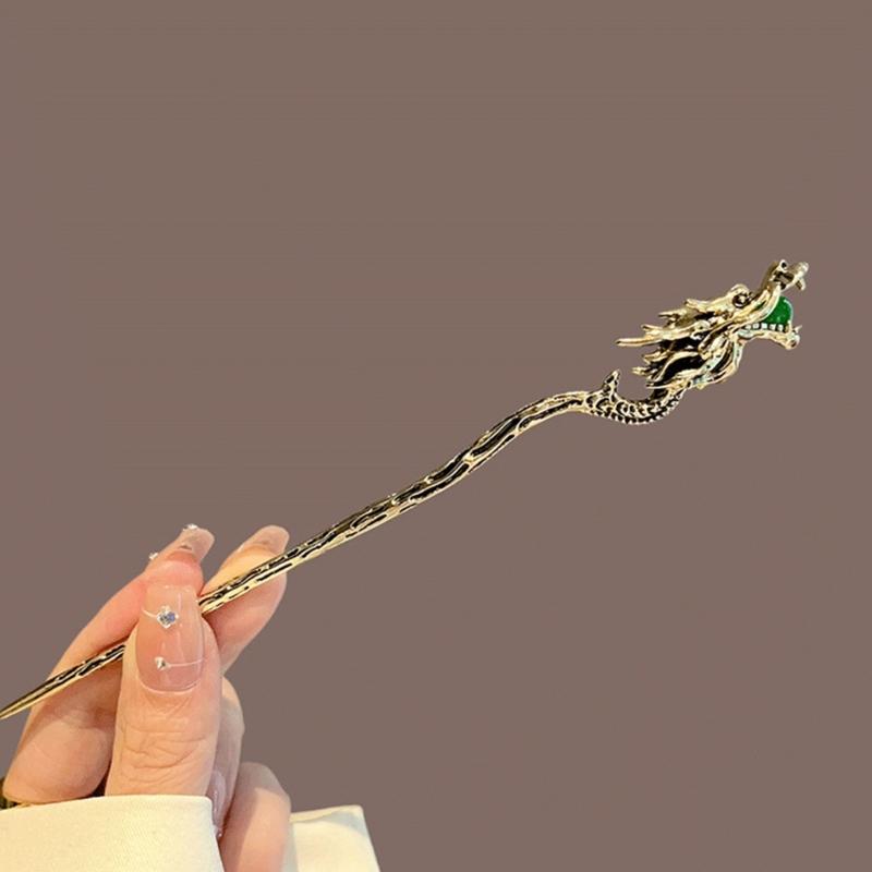 Temperament Dragon Shape Hair Pin New Chinese Style Hair Pins Cheongsam Hanfu Hair Accessories for Woman Teens Long Hair