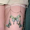 Butterfly Tassels Thigh Chain Adjustable Length Lace Leg Chain with Fringes Accent Unique Body Jewelry for Women Girls