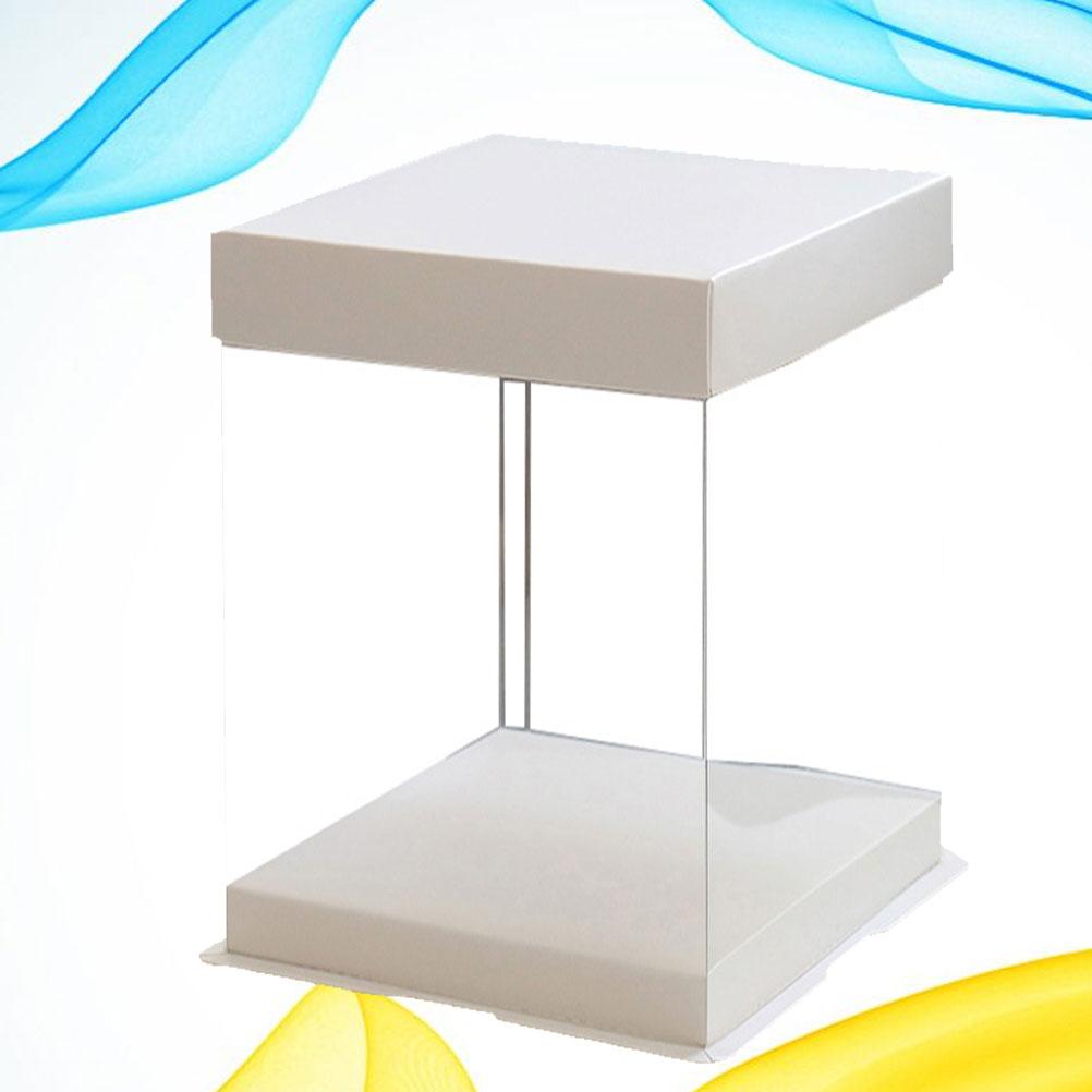 1Pc Transparent Birthday Cake Box Plastic Cake Container Box Dessert Storage Box 10inch (Transparent)