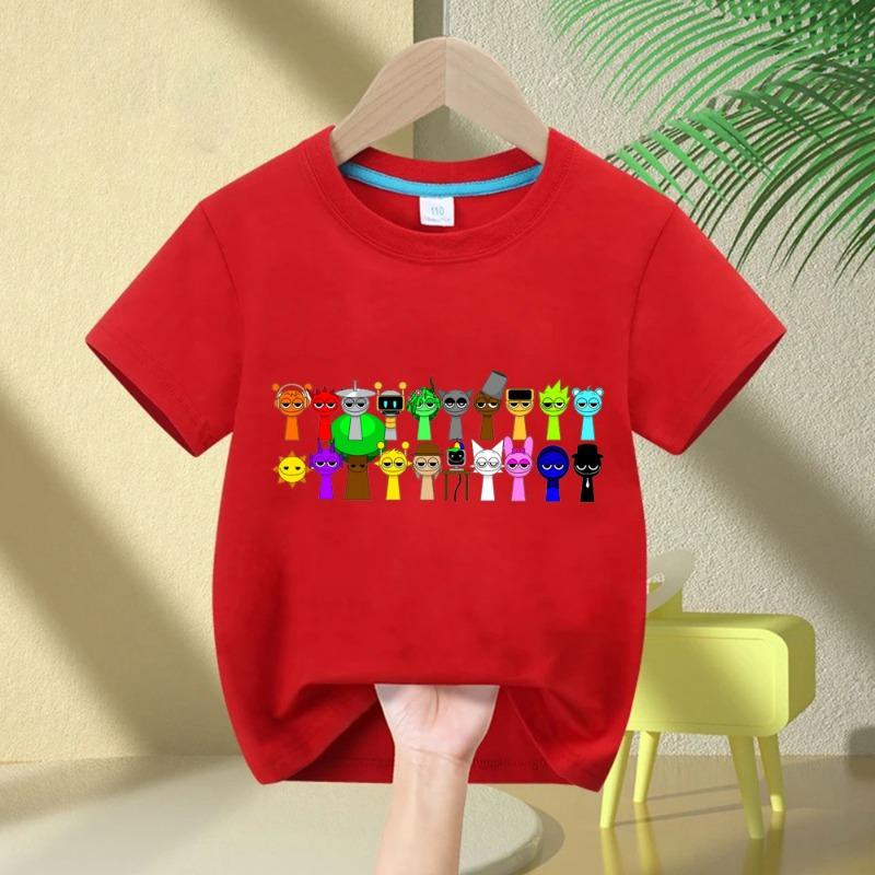 2026 Summer Short-sleeved Sprunki Cute Fashion Top Boys Girls Comfortable Round Neck Pure Cotton T-shirt Children's Sprunki Gift