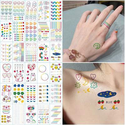 30 ks Ins Série Barevné Duha Výraz Tetovací Nálepka Obličej Ruka Krásné Body Art Falešné Tetování Dočasné Voděodolné Taty.