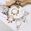 Trendy Santa Claus Crystal Pendant & Pearl Bracelet in Red, Green, White - Christmas Jewelry for Europe & America