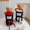 Valentine's Day Gift for Her Rose Bouquet with Cute Bear Artificial Flower Home Decor for Living Room Bedroom Wedding Decoration