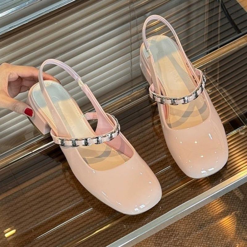 Temperament Mary Jane single shoes women's thick heel bag head sandals summer new versatile not tired feet high heels